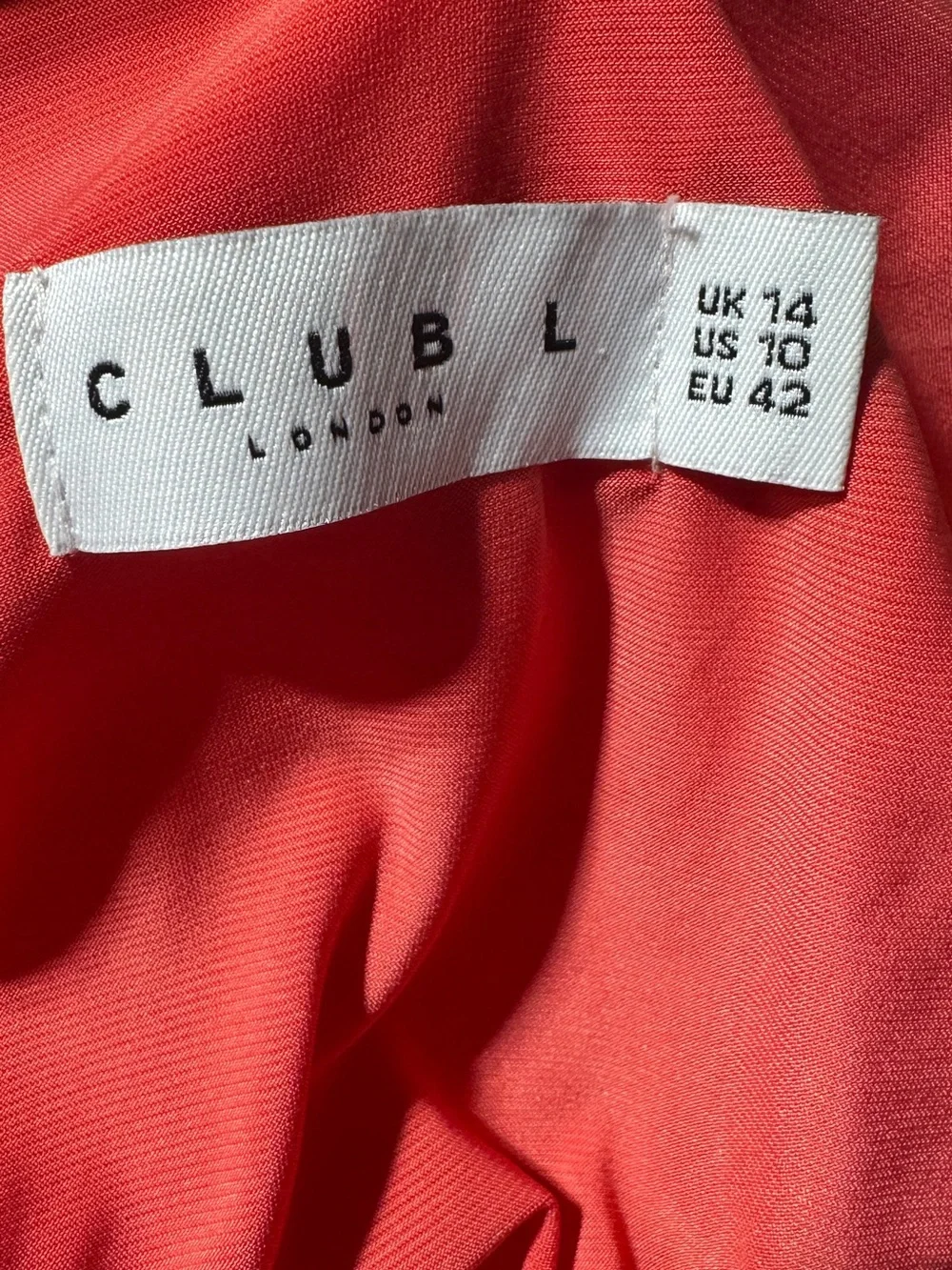 Club London Coral One-Shoulder Bodycon Midi Dress Ruched size 10